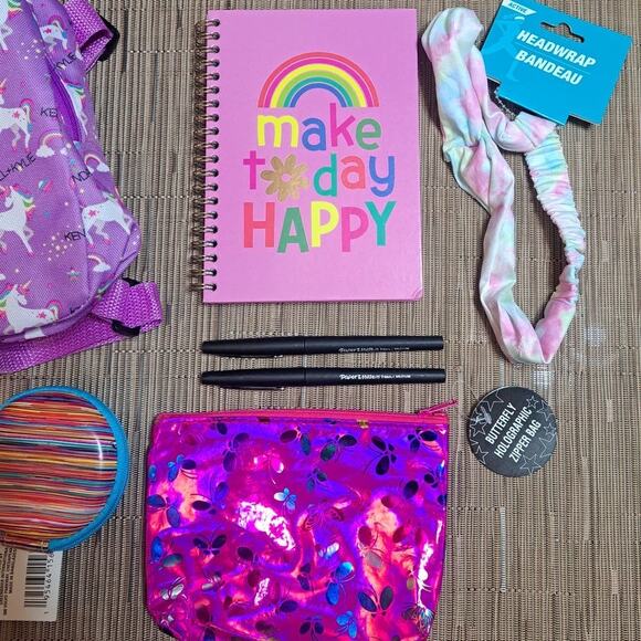 7 Piece Kendall & Kylie Purple Unicorn Mini Backpack Bag with Accessories - Picture 3 of 7